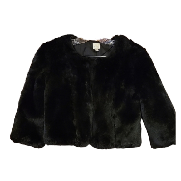 LC Lauren Conrad Jackets & Blazers - Lauren Conrad Black Faux Fur Cropped Jacket size Small